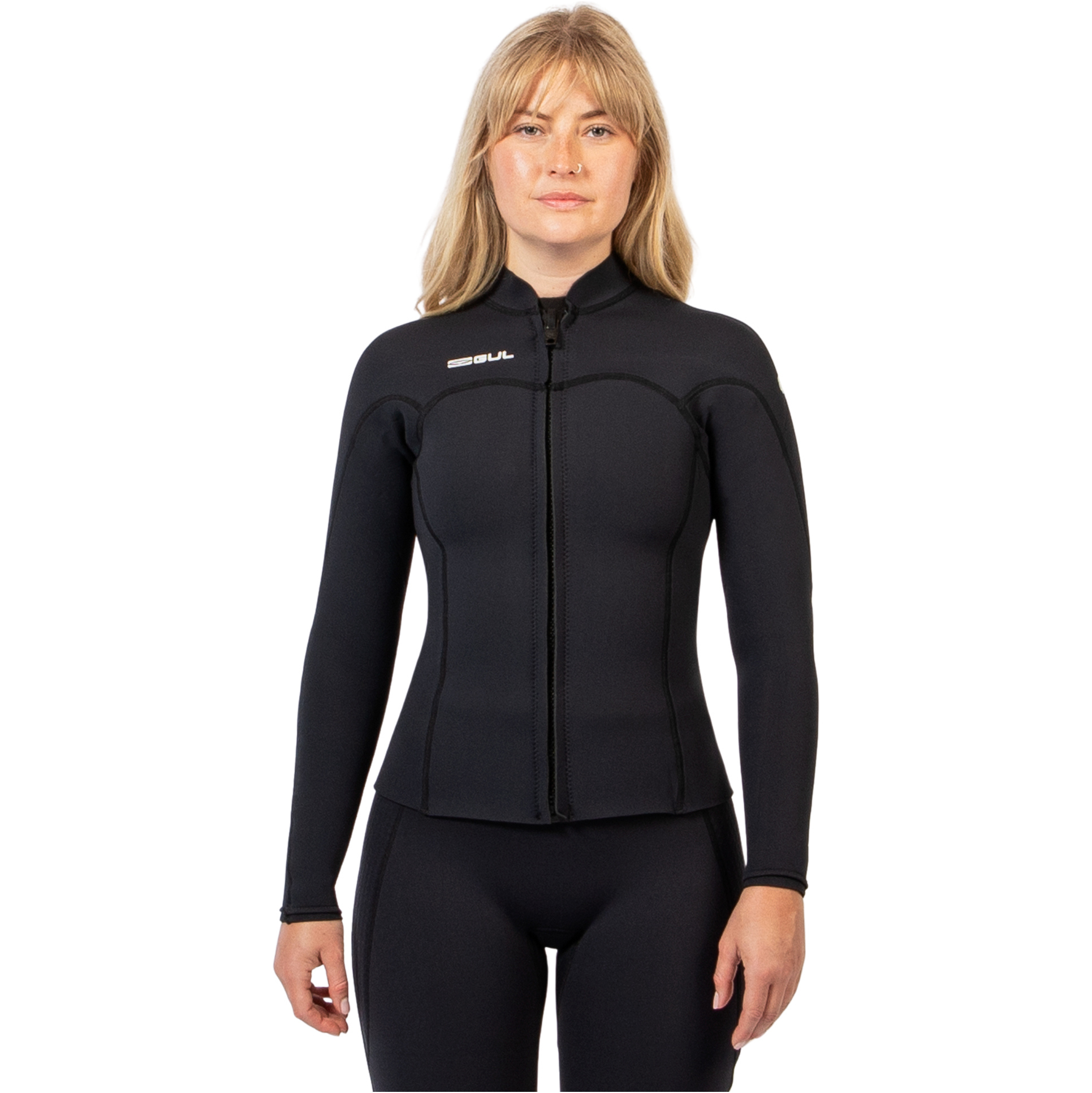 2025 Gul Womens Response Natur 3mm Front Zip Jacket RE6305-BKBK - Black